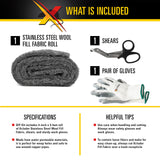 Xcluder Rodent Control Fill Fabric, Large DIY Kit, Stainless Steel Wool, Stops Rats and Mice