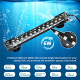 hygger 24/7 Mode Submersible Aquarium LED Light, Full Spectrum Hidden Fish Tank Light with 3 Rows Beads 7 Colors Auto On Off Sunrise-Daylight-Moonlight, Adjustable Timer Brightness 6W