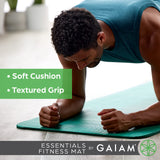 Gaiam Essentials Thick Yoga Mat Fitness & Exercise Mat with Easy-Cinch Carrier Strap, Pink, 72"L X 24"W X 2/5 Inch Thick