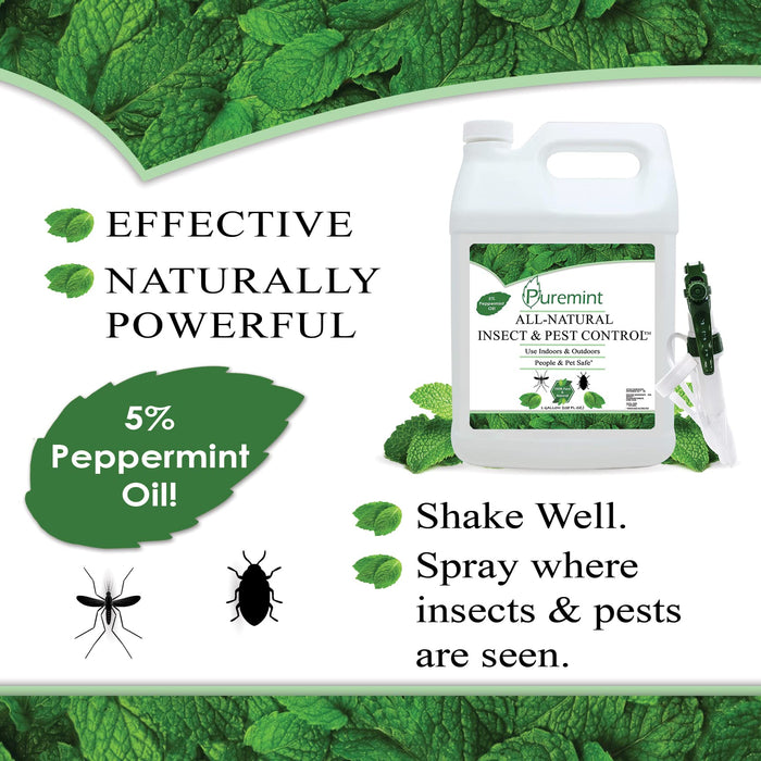 Puremint Insect & Pest Control, Powerful & Natural 5% Peppermint Oil Spray for Ants, Spiders, Bed Bugs, Dust Mites, Roaches and More - Indoor and Outdoor Use, 16 fl oz Pint