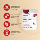 Organic Beet Root Powder 5Lbs | 4,000mg Per Serving – Concentrated Whole Beet Root Source | High Dietary Nitrates – Raw Superfood Supplements – Great for Vegan Shakes & Smoothies – Non-GMO