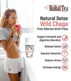 Chaga Tea - 100% Wild Siberian Birch Chaga Mushroom - Organic - 30 Unbleached Tea Bags - Pure No Additives - Natural Detox and Digestive Support - Hand-Picked by Baikal Tea