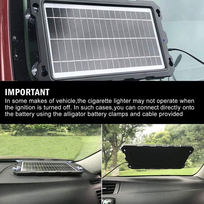 POWOXI-9W-Solar-Battery-Trickle-Charger-Maintainer -12V Portable Waterproof Solar Panel Trickle Charging Kit for Car, Motorcycle, Boat, Marine, RV, Trailer, Powersports, Snowmobile, etc.