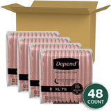 Depend Night Defense Adult Incontinence Underwear for Women, Disposable, Overnight, Extra-Large, Blush, 48 Count (4 Packs of 12), Packaging May Vary