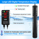 SZELAM Aquarium Heaters 100W Submersible Fish Tank Heater, Anti-Dry Burning and Anti-Overheating, Explosion-Proof Fast Heating Fish Heater for Freshwater and Saltwater Aquarium Tank Heater