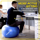 URBNFit Exercise Ball - Yoga Ball for Workout, Pilates, Pregnancy, Stability - Swiss Balance Ball w/Pump - Fitness Ball Chair for Office, Home Gym, Labor- Yellow, 26 in