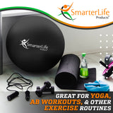 SmarterLife Workout Exercise Ball for Fitness, Yoga, Balance, Stability, or Birthing, Great as Yoga Ball Chair for Office or Exercise Gym Equipment for Home, Non-Slip Design (65 cm, Black)