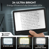 MagniPros See Things Differently 5X Large Ultra Bright LED Page Magnifier with Anti-Glare Lens & 3 Fully Dimmable Light Modes, Relieve Eye Strain- Ideal for Reading Small Prints, Low Vision, Seniors