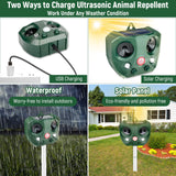 Protecker Ultrasonic Animal Repellent Outdoor,Solar Cat Repellent Outdoor with Motion and Light Sensor and Sound,Cat Bird Deer Squirrel Ultrasonic Animal Pest Repeller Deterrent Devices for Yard