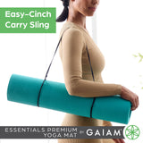 Gaiam Essentials Premium Yoga Mat with Yoga Mat Carrier Sling, Purple, 72 InchL x 24 InchW x 1/4 Inch Thick