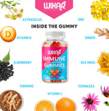 WIXAR NATURALS 9 in 1 Immune Support Gummies with Elderberry, Vitamin C&D, Zinc, Turmeric, Ginger, Echinacea, Astragalus & Sea Moss for Immunity Supplement - 60 Gummies