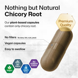 BIO KRAUTER Chicory Fiber Supplement - Organic Chicory Root Powder 1200 mg - Inulin Capsules for Digestion Health Support - 250 Vegan Pills