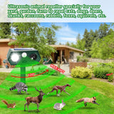 2 Pack Ultrasonic Deer Repellent Devices 2024 Newest Solar Animal Repeller for Cat Dog Deer Raccoon Coyote Skunk, Waterproof Cat Deterrent Outdoor with Explosive Flashing Light for Lawns Yard