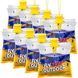 Fly Traps Outdoor Fly Trap Hanging with 30g Fly Bait, Natural Pre-Baited Fly Bags Outdoor Disposable Stable Horse Ranch Fly Trap Bag Fly Catchers Killer Outdoor 8 Pack