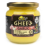 Clarified GHEE Butter Unsalted, Kosher, keto friendly foods - gluten free free, natural GARLIC flavor, glass jar x 6,17 oz, tastes amazing, rich flavor, Delicius- KARAVANSAY Alimentos Naturales,