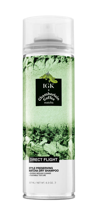 IGK LIMTED EDITION DIRECT FLIGHT Multi-Tasking Matcha Dry Shampoo | Light Cleanse + Style Preserving | Vegan + Cruelty Free | 6.3 Oz