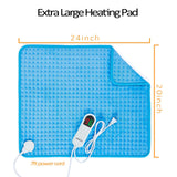 JKMAX Electric Heating Pad for Back/Neck/Shoulder/Leg/Arm Pain Relief with 10 Heat Settings, (20" x 24") Large Heating Pads for Cramps, Auto Shut-Off, Moist Dry Heat Options, Machine Washable Blue