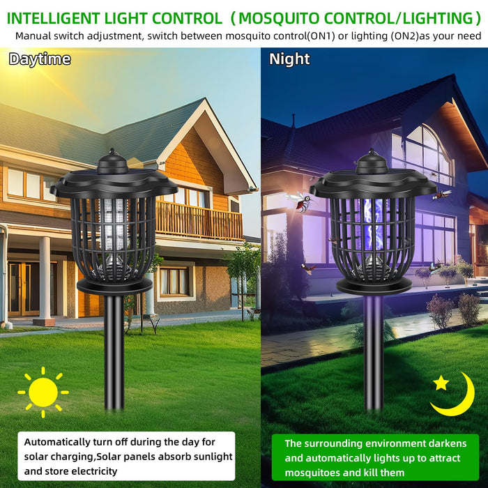 2024 Upgraded Solar Bug Zapper Outdoor, Mosquito Zapper Outdoor UV Bug Lights Mosquito Killer Mosquito Repellent for Outdoor Use Garden Pathway Patio,2 Pack