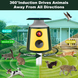 2024 Upgraded Animal Repeller, Solar Ultrasonic Animal Repeller 360° Induction & LED Flame Light, Cat Repellent Outdoor Waterproof， Animal Deterrent Repel Cats, Dogs, Deer, Wild Boars, Foxes and More