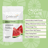 Celebrate Vitamins Calcium Citrate Soft Chews - 500mg Calcium, 500 IU Vitamin D3 - Bone Health Support - Sugar & Gluten Free, for Post Bariatric Surgery, Watermelon, 90 Count