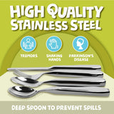 BunMo Weighted Utensils for Tremors and Parkinsons Patients - Heavy Weight Silverware Set of Knife, Fork and Spoon - Adaptive Eating Flatware (4 Pieces)