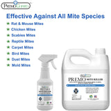 Mite Killer Spray by Premo Guard – Treatment for Dust Spider Bird Rat Mouse Carpet and Scabies Mites – Fast Acting 100% Effective – Child & Pet Safe – Best Natural Extended Protection (16 oz)