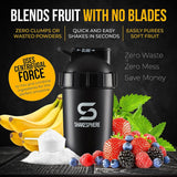 SHAKESPHERE Tumbler: Protein Shaker Bottle and Smoothie Cup, 24 oz - Bladeless Blender Cup Purees Raw Fruit with No Blending Ball - Drink Powder Mix Shake Mixer for Pre Workout, Gym (Matte Black)