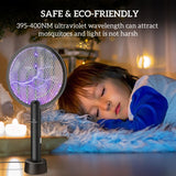 PALONE Electric Fly Swatter 4000V Bug Zapper Racket 2 in 1 Fly Swatter with 1200mAh Battery Rechargeable Mosquito Killer Lamp with 3 Layers Safety Mesh for Indoor and Outdoor (Black)