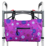 RMS Walker Bag with Soft Cooler - Water Resistant Tote with Temperature Controlled Thermal Compartment, Universal Fit for Walkers, Scooters or Rollator Walkers (Purple Flower)