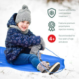 Slippery Racer Downhill Xtreme Flexible Adults and Kids Plastic Toboggan Snow Sled for Up to 2 Riders with Pull Rope, (2 Pack) (Red/Blue)