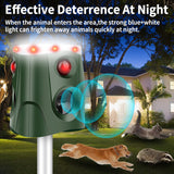 Solar Ultrasonic Animal Repeller, Outdoor 360° Animal Deterrent Solar Dog Chaser, Ultrasonic Solar Powered Animal Repeller Waterproof Animal Repeller Protect Farm for Dog, Cat, Bird, Rabbit, Raccoon