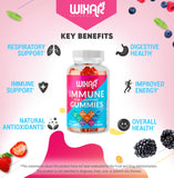 WIXAR NATURALS 9 in 1 Immune Support Gummies with Elderberry, Vitamin C&D, Zinc, Turmeric, Ginger, Echinacea, Astragalus & Sea Moss for Immunity Supplement - 60 Gummies