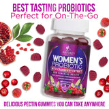 Probiotics for Women Gummy with Cranberry, 3 Billion CFU Guaranteed with 6 Diverse Strains, Womens Probiotic Gummies for Digestive, Vaginal pH, Urinary & Immune Health Support, Non-GMO - 60 Gummies
