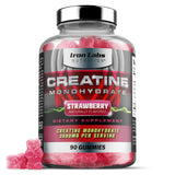 Iron Labs Nutrition Creatine Monohydrate Gummies for Men and Women (90 Gummy Bears) - Lab Tested 3600mg Per Serving - Strawberry Flavor - High Strength Creatine for Men & Women (90 Vegan Gummies)