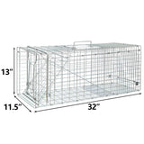 ANT MARCH Live Animal Cage Trap 32"x11.5"x13" Steel Humane Release Rodent Cage for Rabbits, Stray Cat, Squirrel, Raccoon, Mole, Gopher, Chicken, Opossum, Skunk, Chipmunks, Groundhog