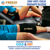 FreezeSleeve Copper Charcoal Ice & Heat Therapy Sleeve- Reusable, Flexible Gel Hot/Cold Pack, 360 Coverage for Knee, Elbow, Ankle, Wrist- X-Large