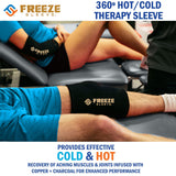 FreezeSleeve Copper Charcoal Ice & Heat Therapy Sleeve- Reusable, Flexible Gel Hot/Cold Pack, 360 Coverage for Knee, Elbow, Ankle, Wrist- Large