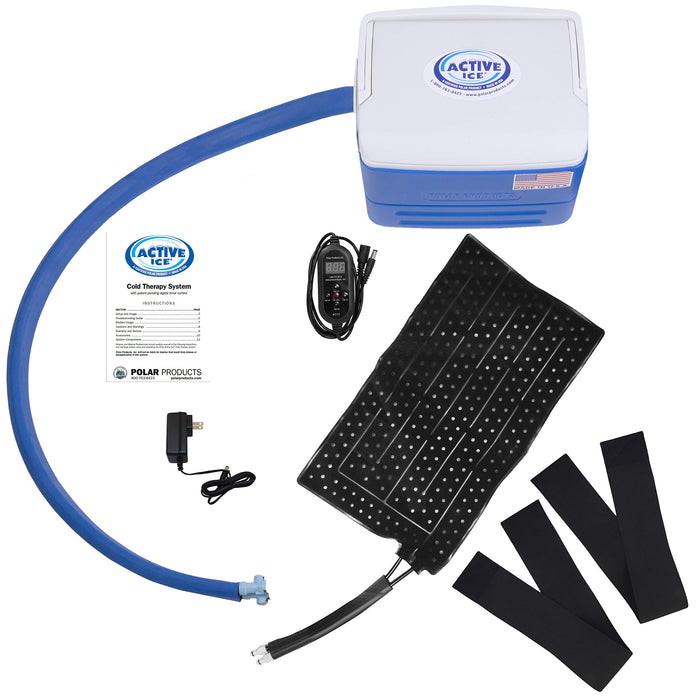 Polar Active Ice 3.0 Cold Therapy Ice Machine System with Programmable Timer, Full Circumference and Coverage Knee Compression Pad, 9 Quart Cooler, Quiet Pump, Strong Cryotherapy Pain Relief Treatment