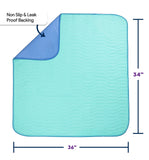 IMPROVIA® Washable Underpads, 34" x 36" (Pack of 4) - Heavy Absorbency Reusable Bedwetting Incontinence Pads for Kids, Adults, Elderly, and Pets - Waterproof Protective Pad for Bed, Couch, Sofa, Floor