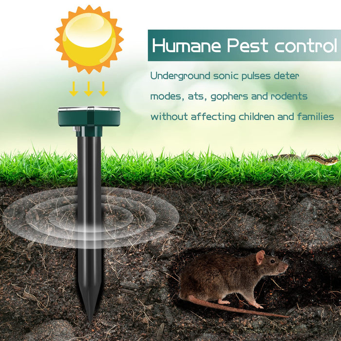 Solar Mole Repellent Ultrasonic Mole Repellent Solar Powered Outdoor Powered Sound Wave Deterrent for Lawn Garden for Snakes Moles Gophers Groundhogs Voles and Other Burrowing Mice(12 Pieces,)