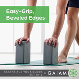 Gaiam Essentials Yoga Block (Set Of 2) - Supportive Foam Blocks - Soft Non-Slip Surface for Yoga, Pilates, Meditation - Easy-Grip Beveled Edges - Helps with Alignment and Motion - Black