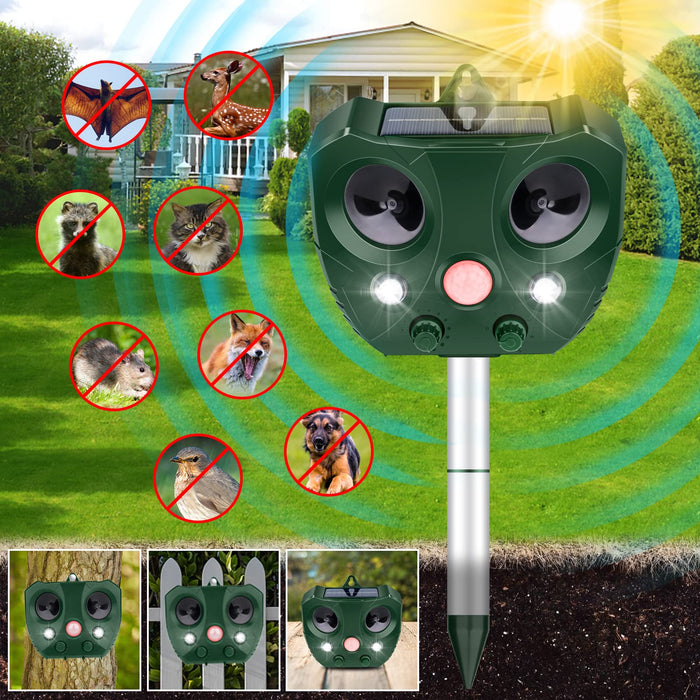 Ultrasonic Animal Repellent Solar Powered,Ultrasonic Animal Repeller Outdoor with Flash Repel and Sound,2023 New Solar Cat Repellent Outdoor Ultrasonic,Deer Repellent Devices for Yard Plants Garden