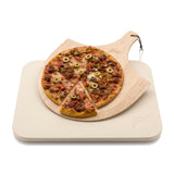 HANS GRILL PIZZA STONE | Rectangular Pizza Stone For Oven Baking & BBQ Grilling With Free Wooden Peel | Extra Large 15 x 12" Inch Durable Cordierite Cooking Stone.