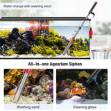 Suness Aquarium Vacuum Gravel Cleaner: 110GPH Manual Aquarium Siphon Vacuum Cleaner for Water Change, Sand Cleaning and Remove Dirt, 4 in 1 Fish Tank Cleaner Vacuum with Adjustable Length