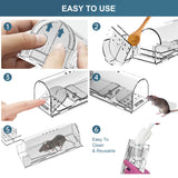 lllteri Humane Mouse Traps, Catch& Release, Reusable Rat Traps, Easy to Set and Safe for Family and Pets, No Kill for Small Rodent/Voles/Hamsters, Catcher That Works for Indoor/Outdoor, 3 Pack