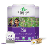 Organic India Tulsi Sleep Herbal Tea - Holy Basil, Stress Relieving & Relaxing, Immune Support, Balances Sleep Cycles, Vegan, USDA Certified Organic, Non-GMO, Caffeine-Free - 18 Infusion Bags, 3 Pack