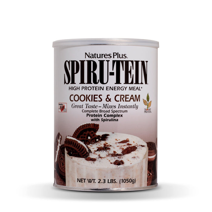 NaturesPlus SPIRU-TEIN Shake - Cookies & Cream - 2.3 lbs, Spirulina Protein Powder - Plant Based Meal Replacement, Vitamins & Minerals for Energy - Vegetarian - 30 Servings