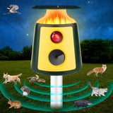 2024 Upgraded Animal Repeller, Solar Ultrasonic Animal Repeller 360° Induction & LED Flame Light, Cat Repellent Outdoor Waterproof， Animal Deterrent Repel Cats, Dogs, Deer, Wild Boars, Foxes and More