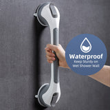 TAILINK 16 inch Shower Grab Bar Suction Cup, Grab Bars for Shower and Bathroom, Safety Handrail for Elderly and Seniors, Waterproof Removable & Reusable No Drilling Bathtub Handle, Grey